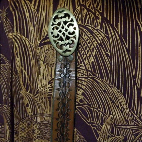 Leather Belt with Solod Brass Buckle - Picture 4 of 6